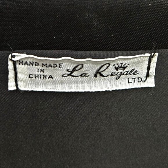 Vintage La Regale Black Pleated Satin Clutch Crossbody w/ Rhinestone Accent NWOT - Picture 5 of 9